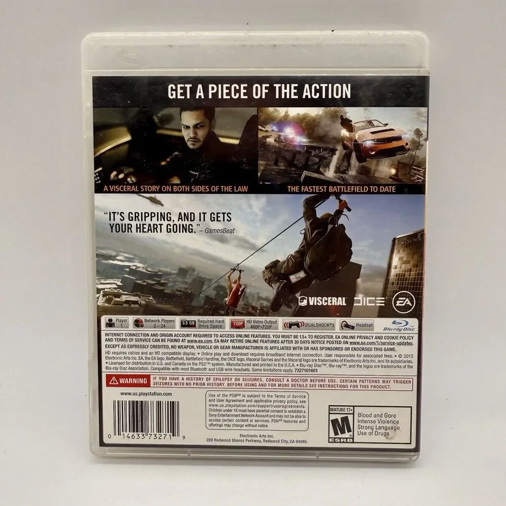 Battlefield Hardline (Sony PlayStation 3, 2015) Game‎ Case And Inserts Tested